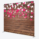 Aperturee - Aperturee Romantic Pink Hearts Wooden Square Tension Backdrop